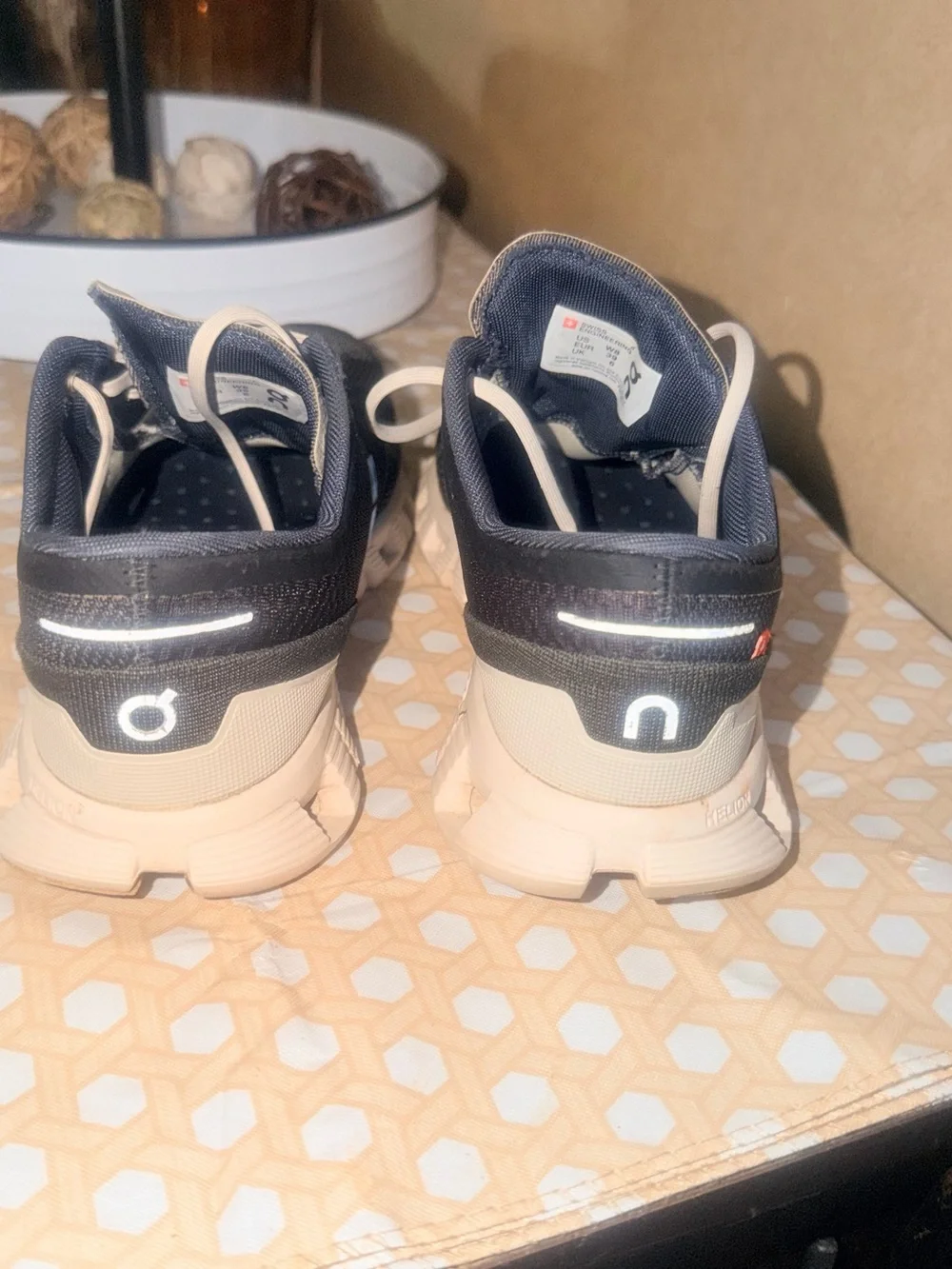 On Cloud Running Womens Sneakers in Black and Cream